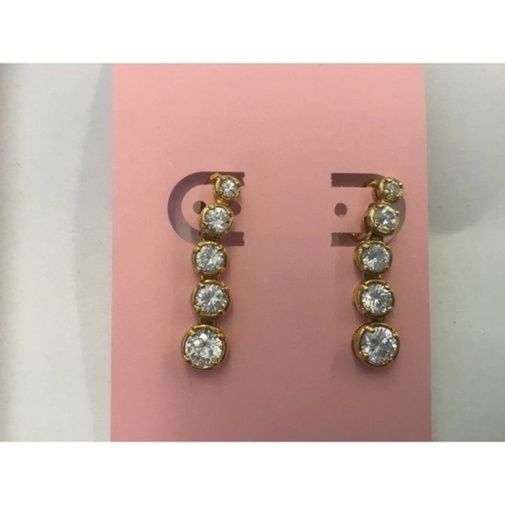 Gold Tone Silver Rhinestone Earrings